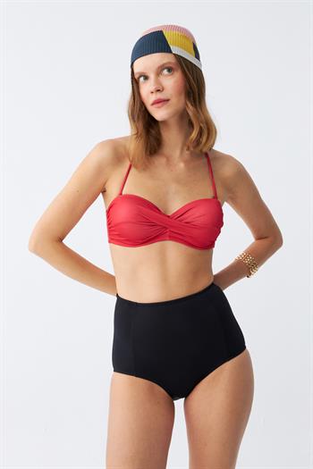 Akbeniz Kadın Straplez Kırmızı Yüksek Bel Bikini Takımı