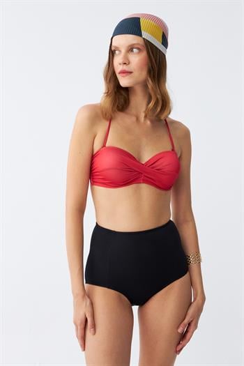 Akbeniz Kadın Straplez Kırmızı Yüksek Bel Bikini Takımı