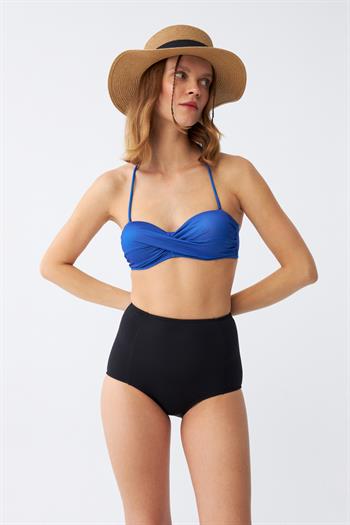 Akbeniz Kadın Straplez Mavi Yüksek Bel Bikini Takımı