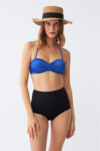 Akbeniz Kadın Straplez Mavi Yüksek Bel Bikini Takımı