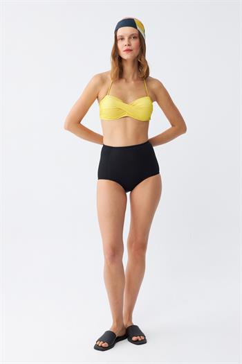 Akbeniz Kadın Straplez Sarı Yüksek Bel Bikini Takımı