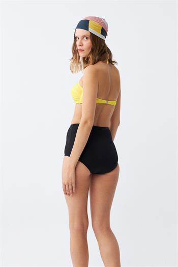 Akbeniz Kadın Straplez Sarı Yüksek Bel Bikini Takımı