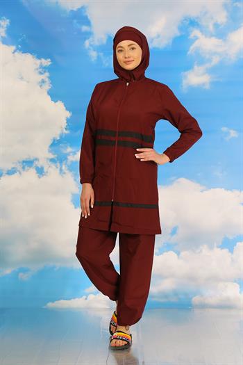Akbeniz Kadın Tam Tesettür Mayo Bordo 31061