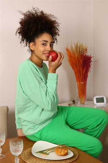 Akbeniz Kadın Uzun Kol 3 İplik Penye Pijama Takım 4191