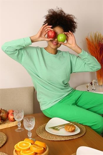 Akbeniz Kadın Uzun Kol 3 İplik Penye Pijama Takım 4191