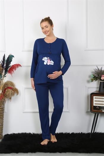 Akbeniz Kadın Uzun Kol Hamile Lohusa Pijama Takımı Lacivert 45501
