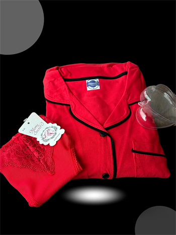 Akbeniz Kadın Yılbaşı 2li Özel Kalp Kutulu Slip - Pijama Hediye Seti 20244