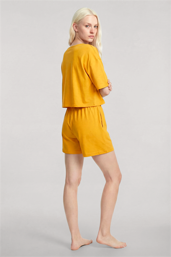 Akbeniz Kısa Kollu Şortlu Pijama Takımı Sarı