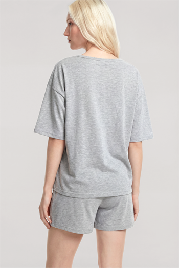 Akbeniz Kısa Kollu Şortlu Pijama Takımı Gri