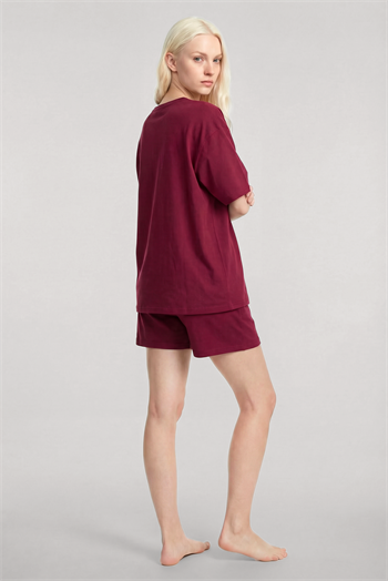 Akbeniz Kısa Kollu Şortlu Pijama Takımı Bordo