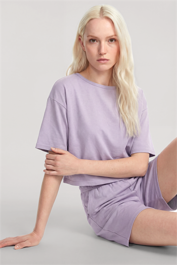 Akbeniz Kısa Kollu Şortlu Pijama Takımı Lila