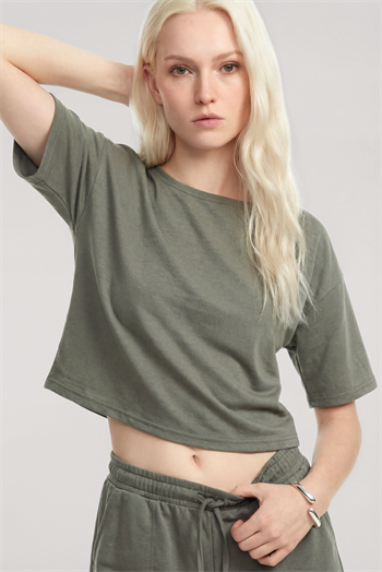 Akbeniz Kısa Kollu Şortlu Pijama Takımı Haki