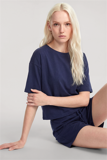 Akbeniz Kısa Kollu Şortlu Pijama Takımı Lacivert