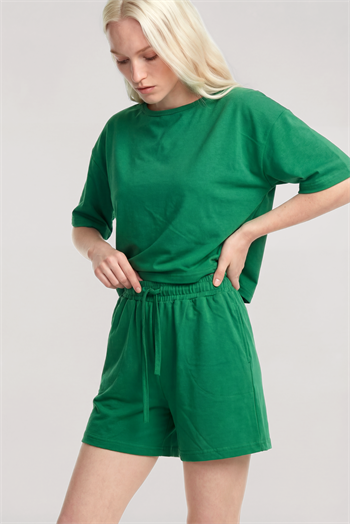 Akbeniz Kısa Kollu Şortlu Pijama Takımı Yeşil