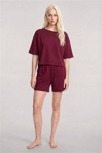 Akbeniz Kısa Kollu Şortlu Pijama Takımı Bordo