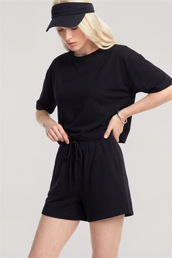 Akbeniz Kısa Kollu Şortlu Pijama Takımı Siyah