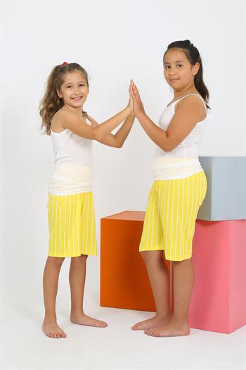 Akbeniz Kız Çocuk İp Askılı Şortlu Penye Beyaz Pijama Takım 20430