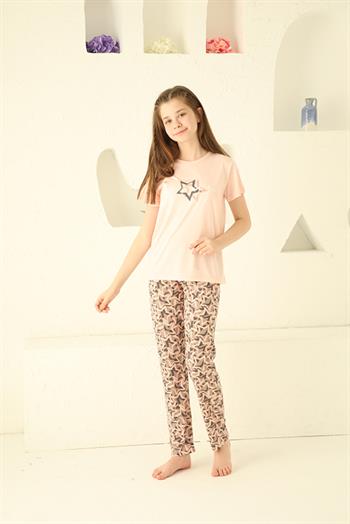Akbeniz Kız Çocuk Pamuk Kısa Kollu Pijama Takımı 20364