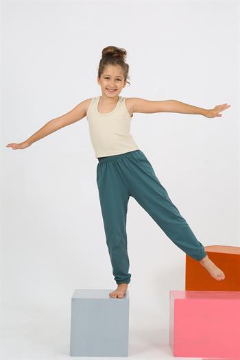 Akbeniz Kız Çocuk Sıfır Kol Ten Rengi Penye Pijama Takım 20433