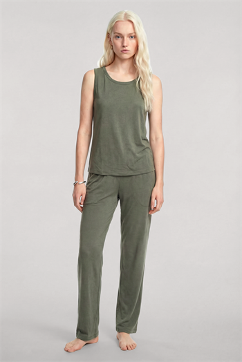 Akbeniz Kolsuz Minimal Yumuşak Dokulu Pijama Takımı Haki