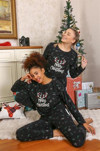 Akbeniz Merry Christmas Welsoft Polar Kadın Pijama Takımı 8514