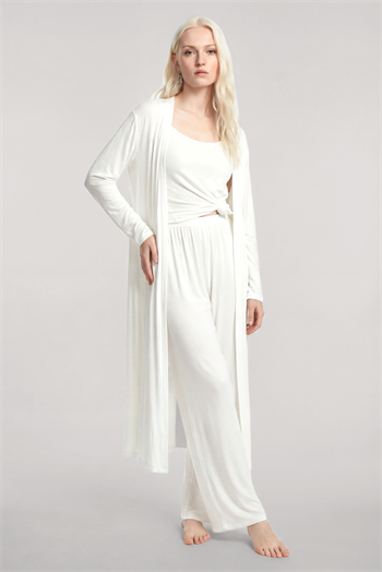 Akbeniz Uzun Kimono 3'lü Takım Ekru