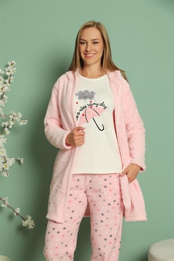 Akbeniz Welsoft Polar Kadın 3'lü Pijama Takımı 808001