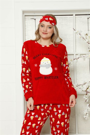 Akbeniz Welsoft Polar Kadın Manşetli Pijama Takımı 8411
