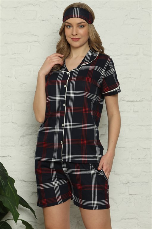 Akbeniz Kadın %100 Pamuk Penye Kısa Kol Şortlu Pijama Takım 4318