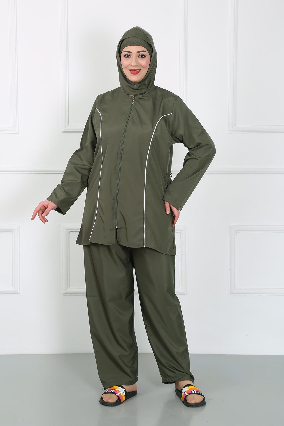 Akbeniz Büyük Beden Tesettür Büyük Mayo Haki 44010