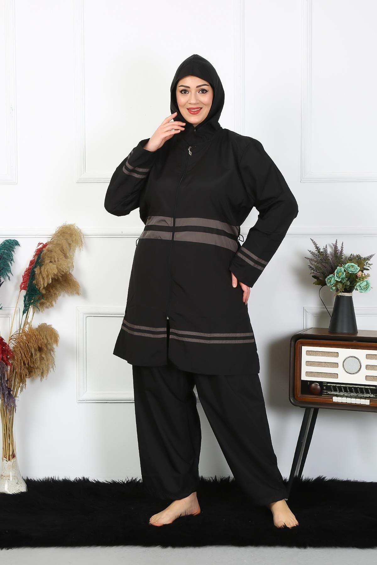 Akbeniz Büyük Beden Tesettür Mayo 7XL-8XL-9XL-10XL Siyah 55010