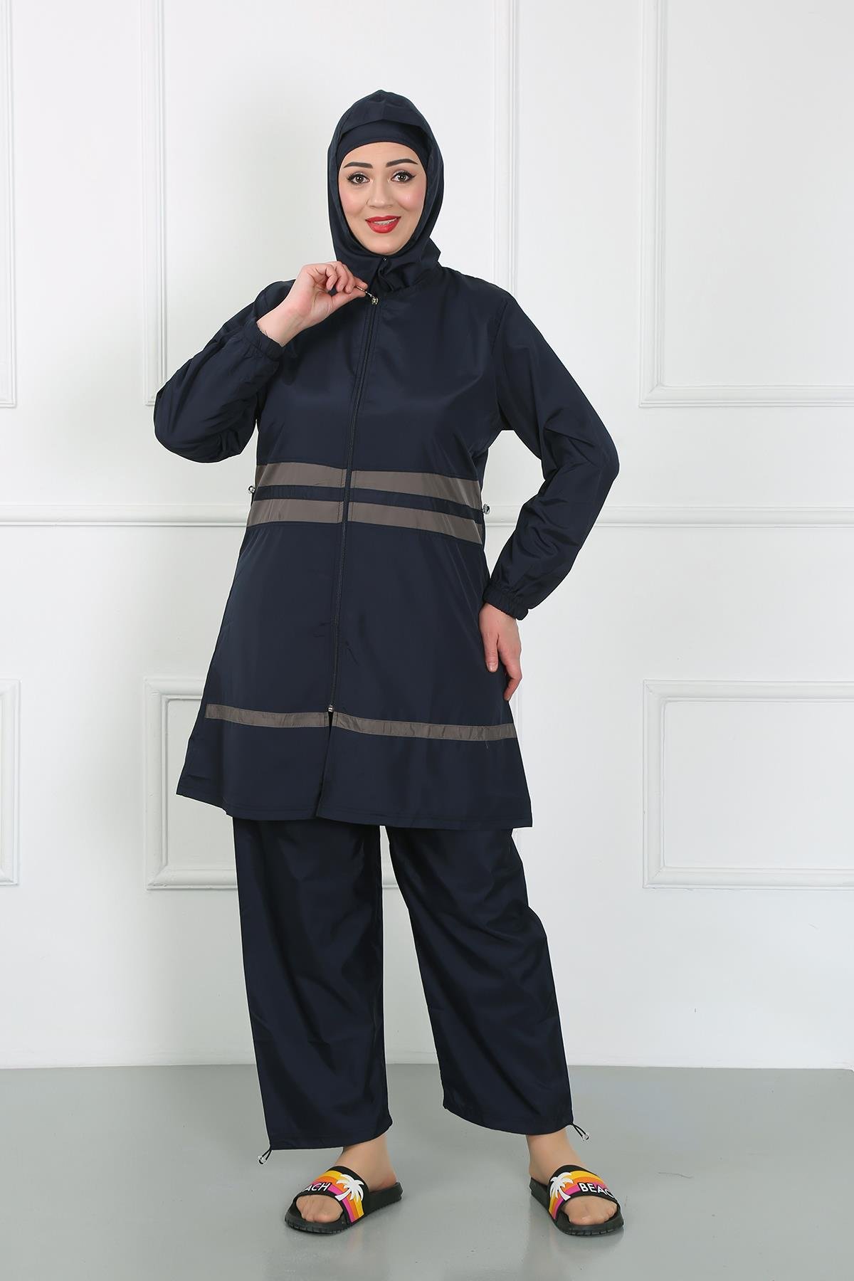 Akbeniz Büyük Beden Tesettür Mayo Lacivert 44020