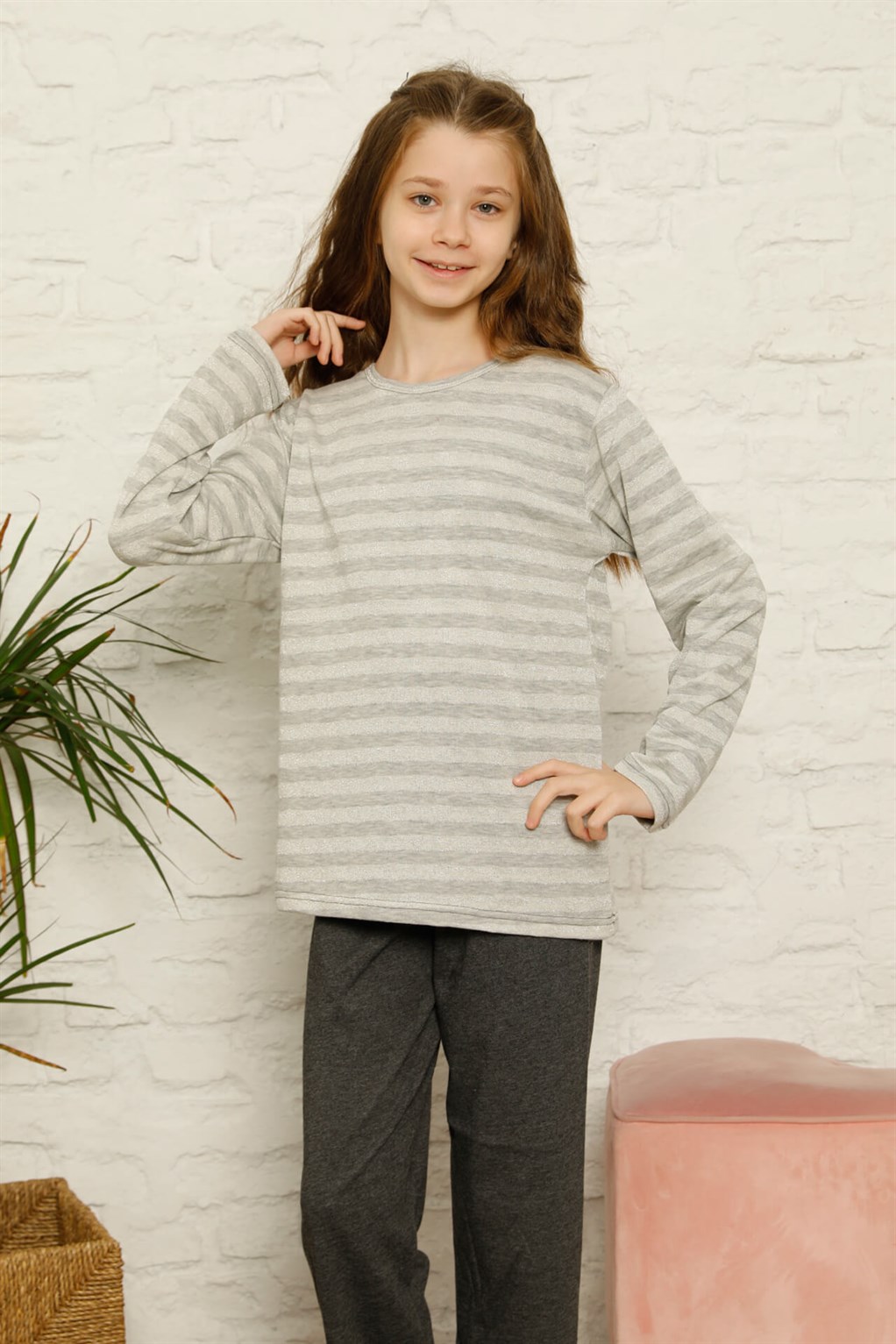 Akbeniz Çocuk Pamuk Uzun Kollu Pijama Takımı 4618