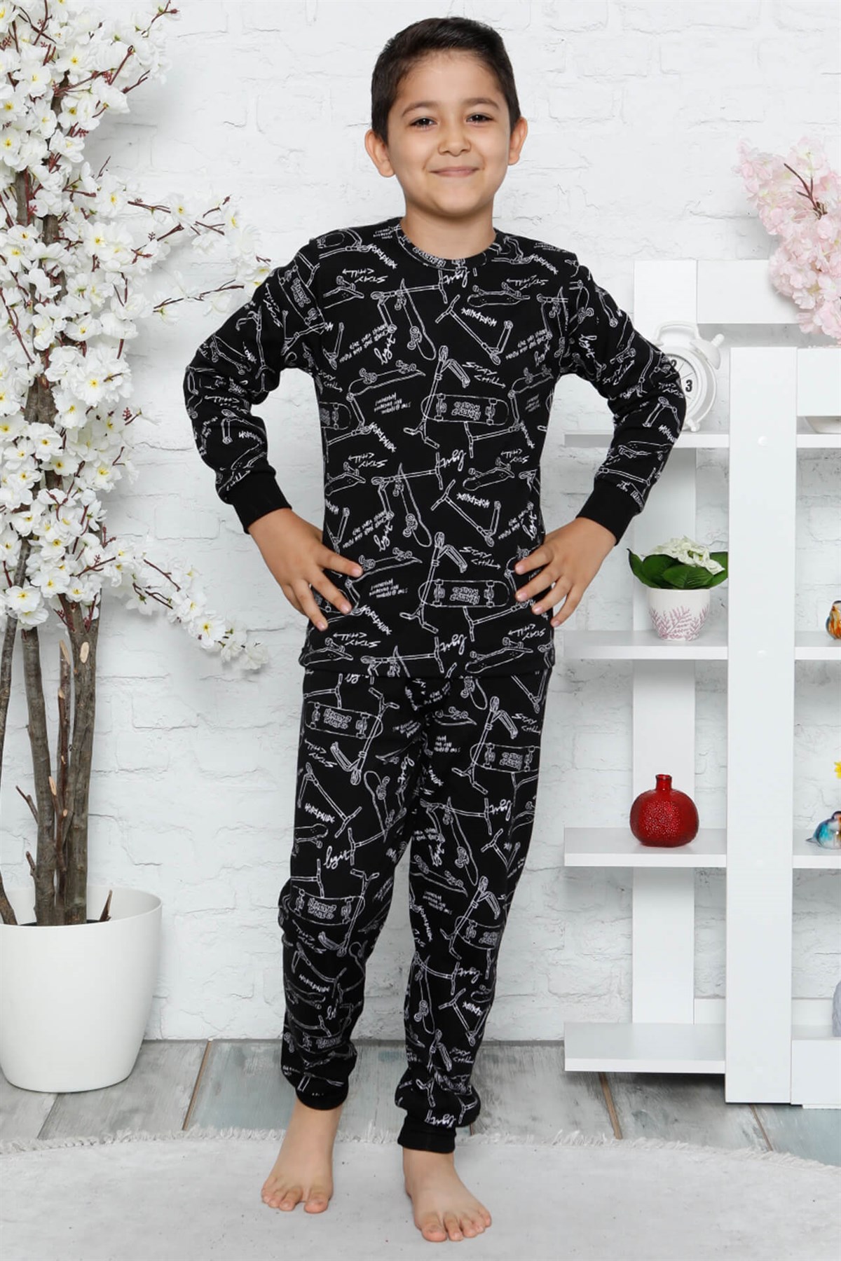 Akbeniz Çocuk Pamuk Uzun Kollu Pijama Takımı 4540
