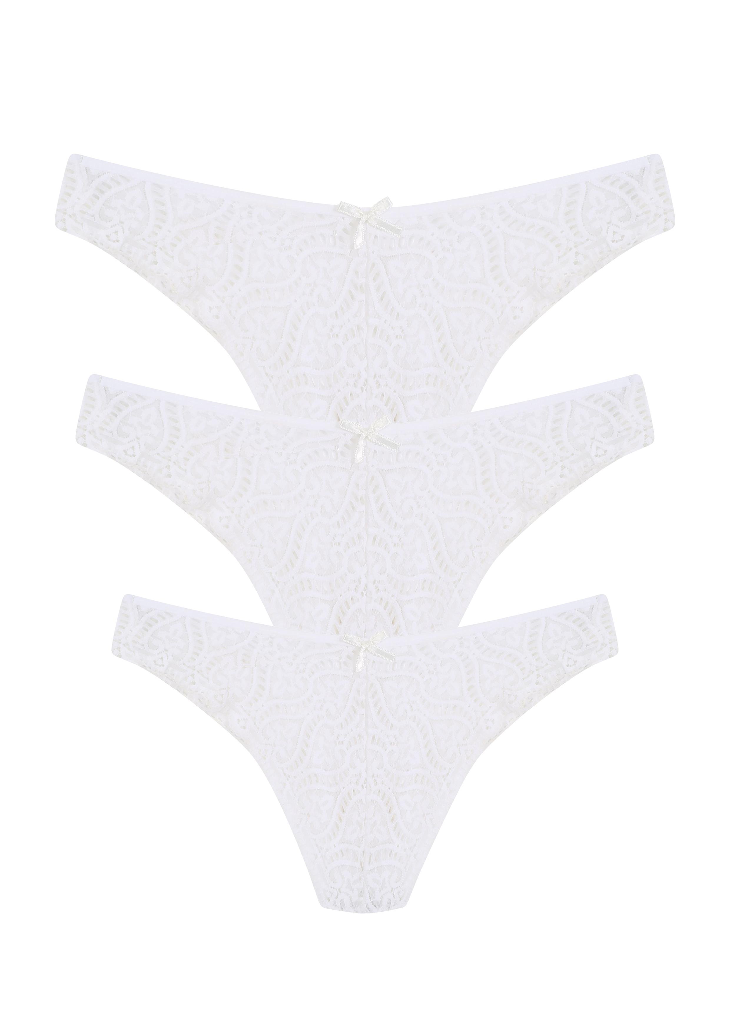 Akbeniz Dantelli 3lü Tanga Külot Ekru 40256