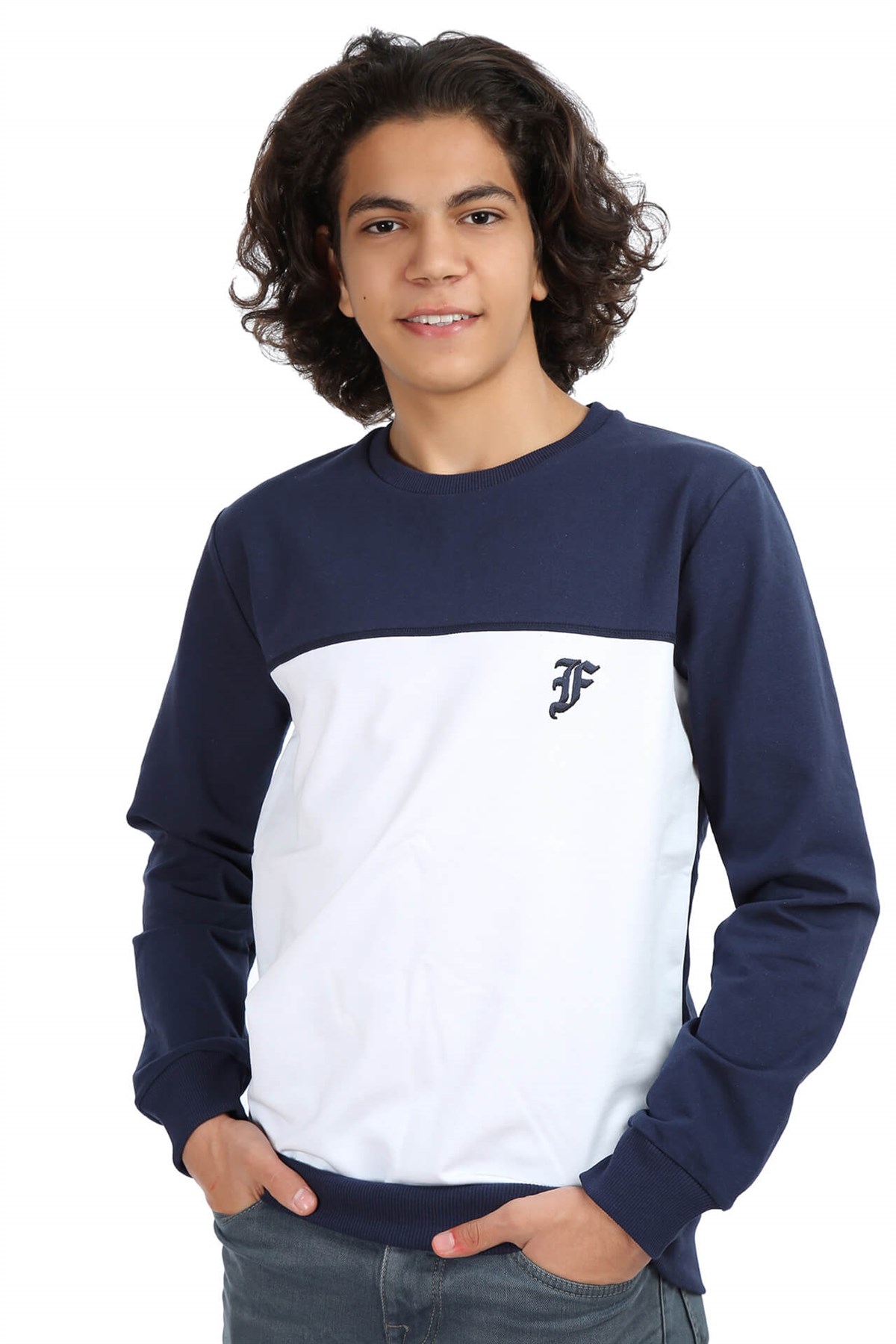 Akbeniz Erkek Beyaz Lacivert Sweatshirt 2759