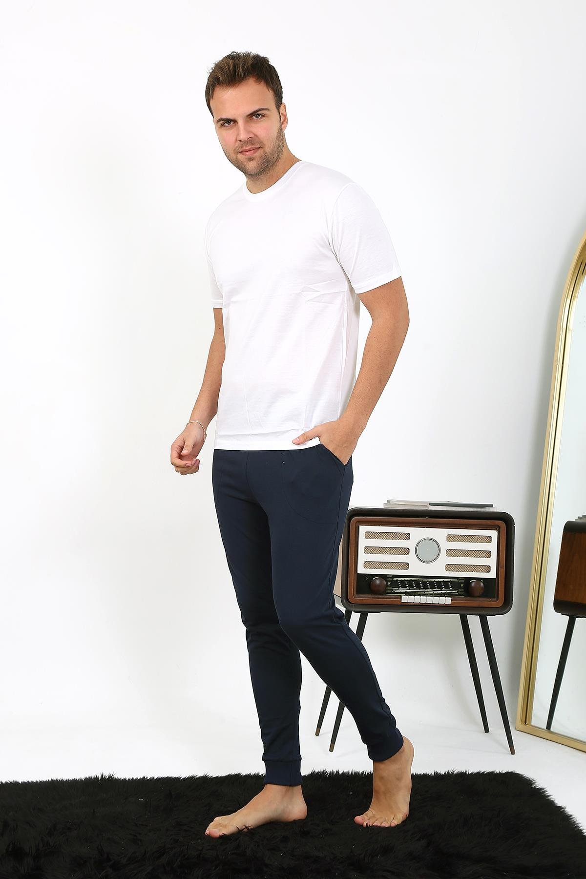 Akbeniz Erkek Pamuk Tek Alt Pijama Lacivert 27551