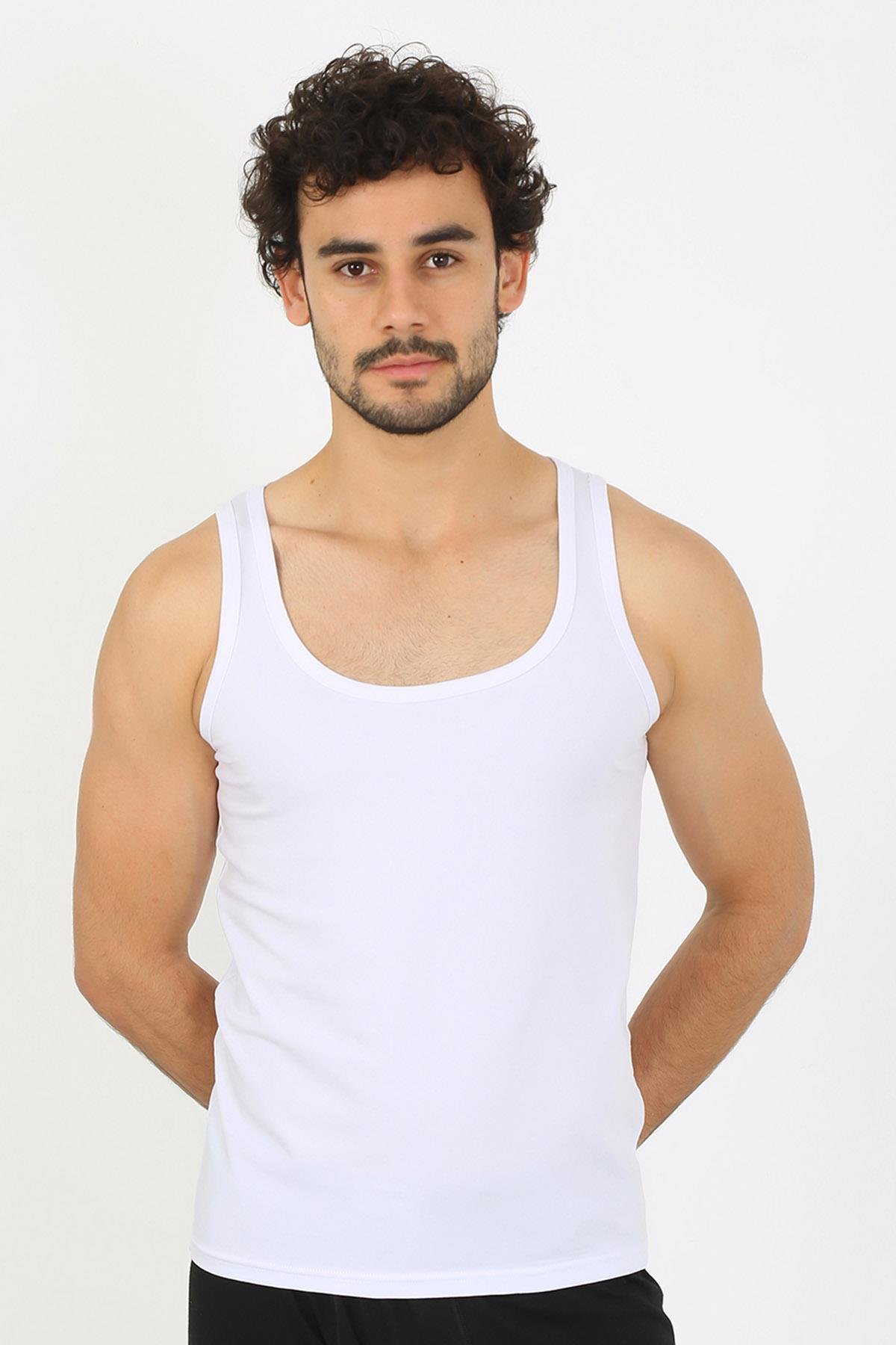 Akbeniz Erkek Penye Beyaz Atlet  6566