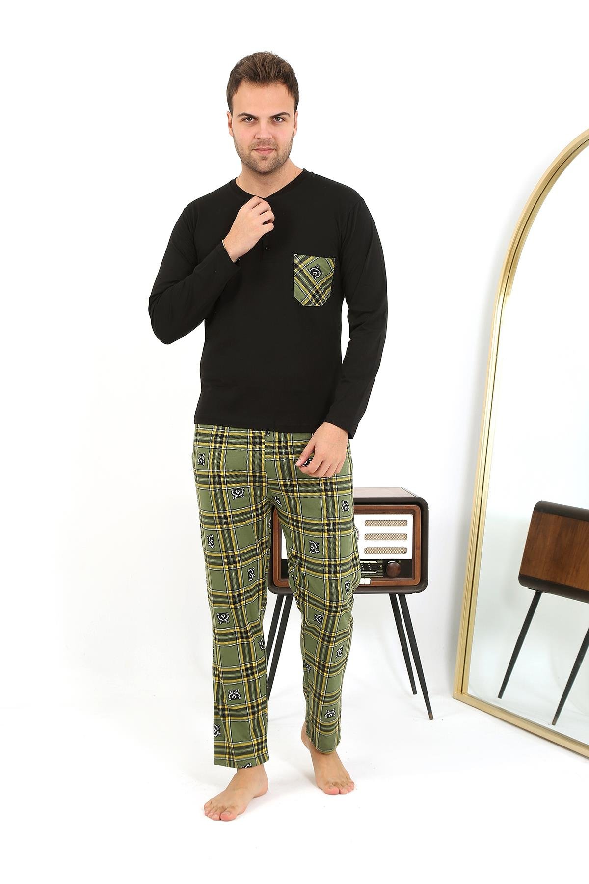 Akbeniz Erkek Uzun Kol Penye Siyah Pijama Takımı 6861