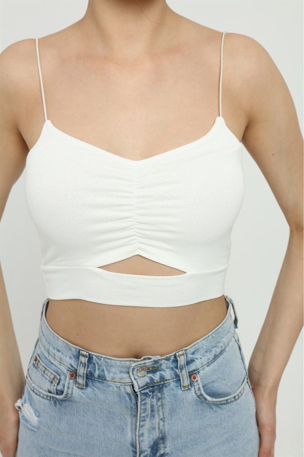 Akbeniz İp Askılı Viskon Crop 252502