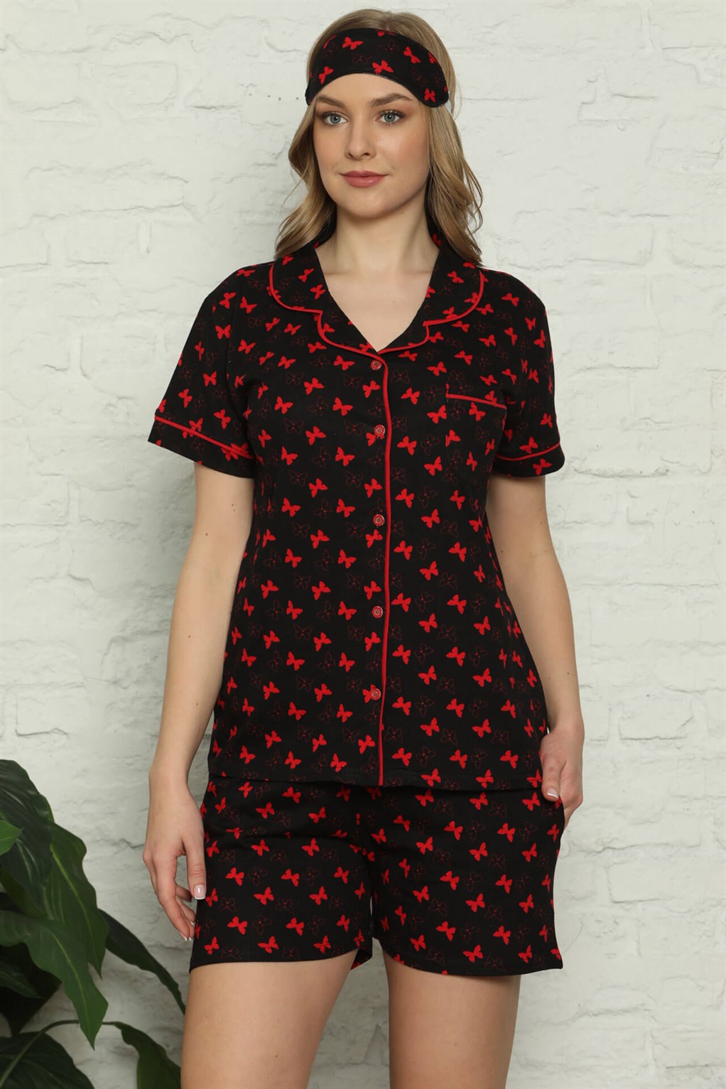 Akbeniz Kadın %100 Pamuk Penye Kısa Kol Şortlu Pijama Takım 4316