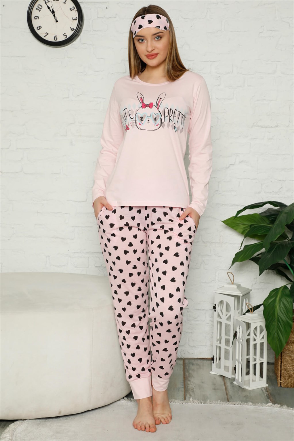 Akbeniz Kadın %100 Pamuk Penye Kısa Kol Pijama Takım 2748