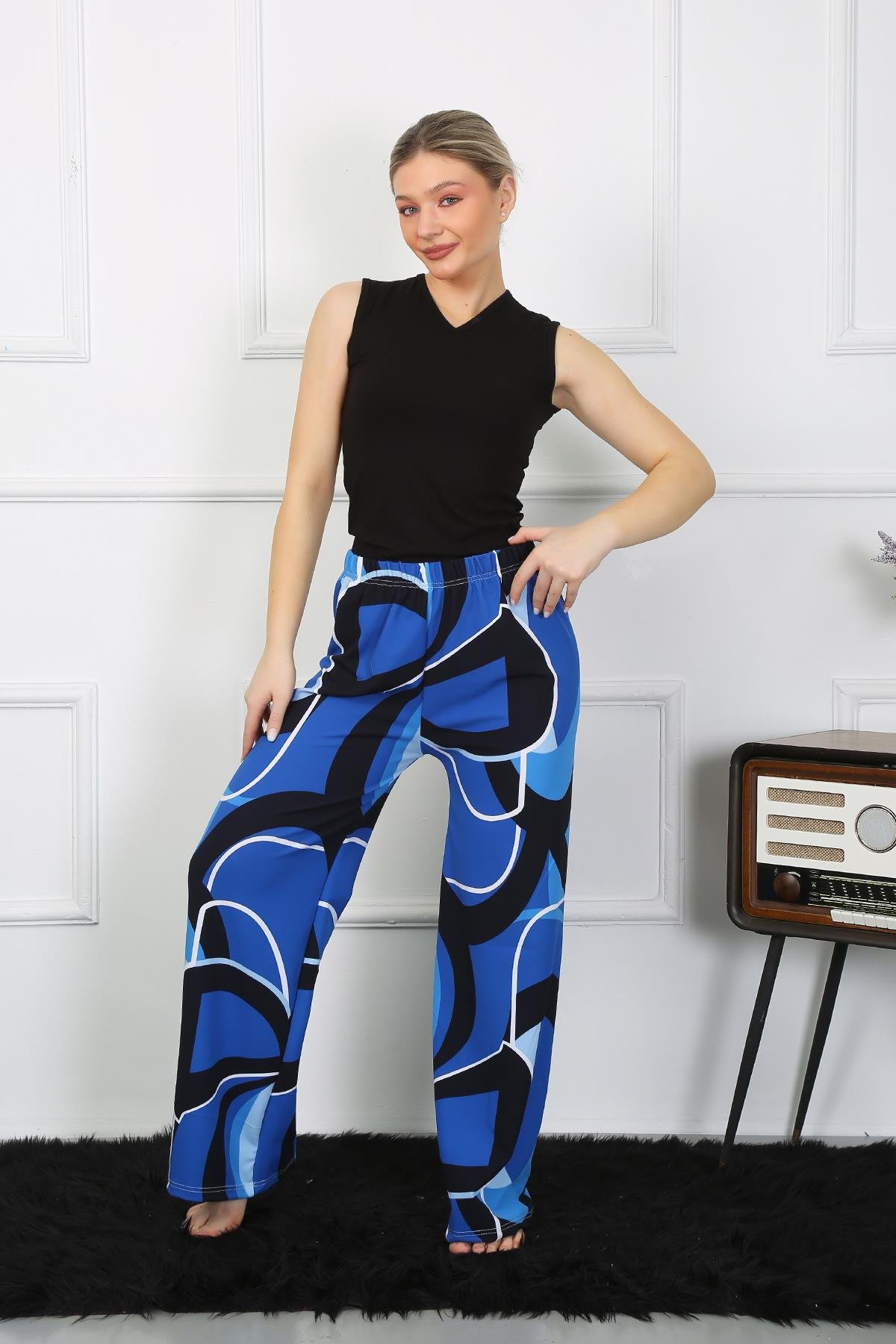 Akbeniz Kadın Bol Paça Penye Saks Alt Üst Takım 5502