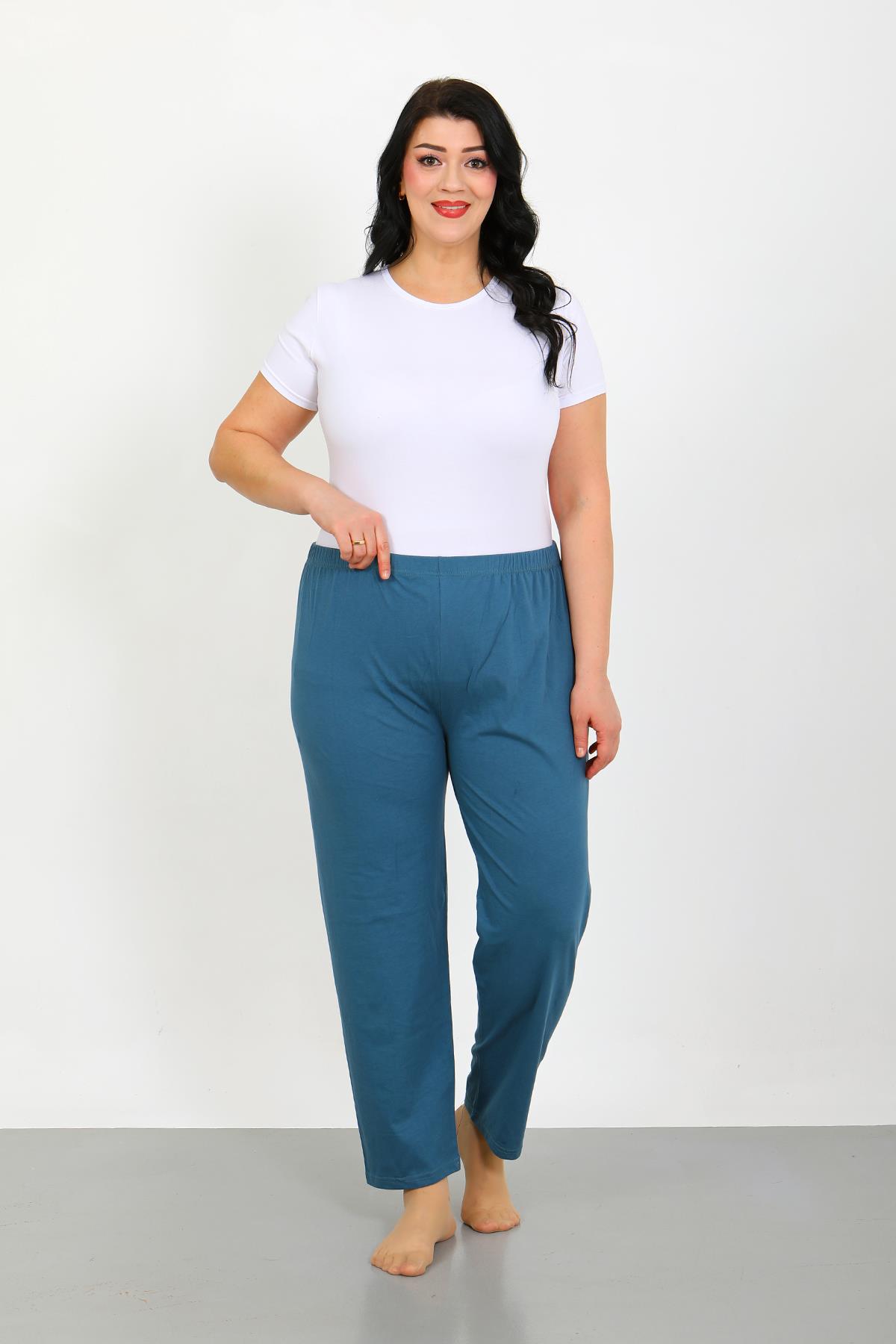 Akbeniz Kadın Büyük Beden İndigo Tek Alt Pijama 27555