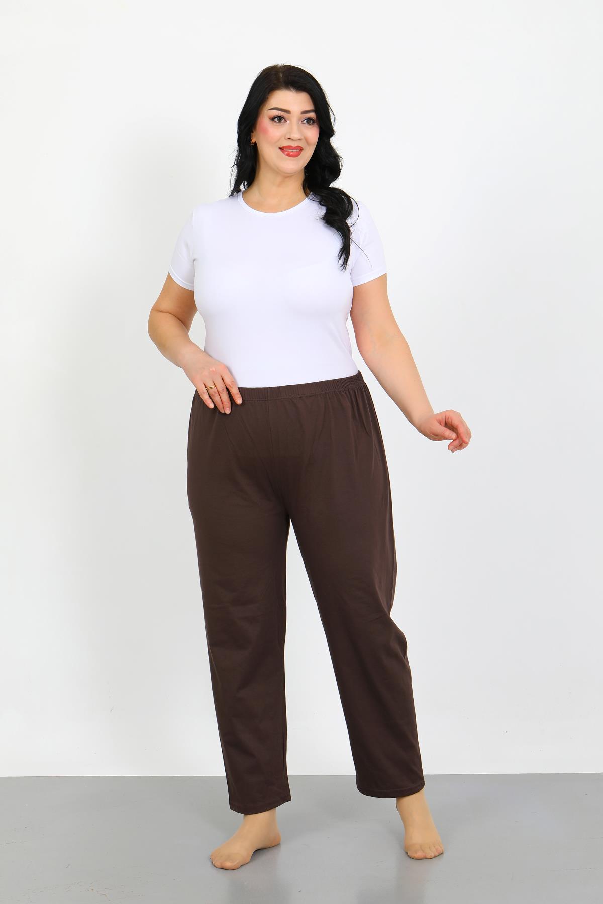 Akbeniz Kadın Büyük Beden Kahve Tek Alt Pijama 27555