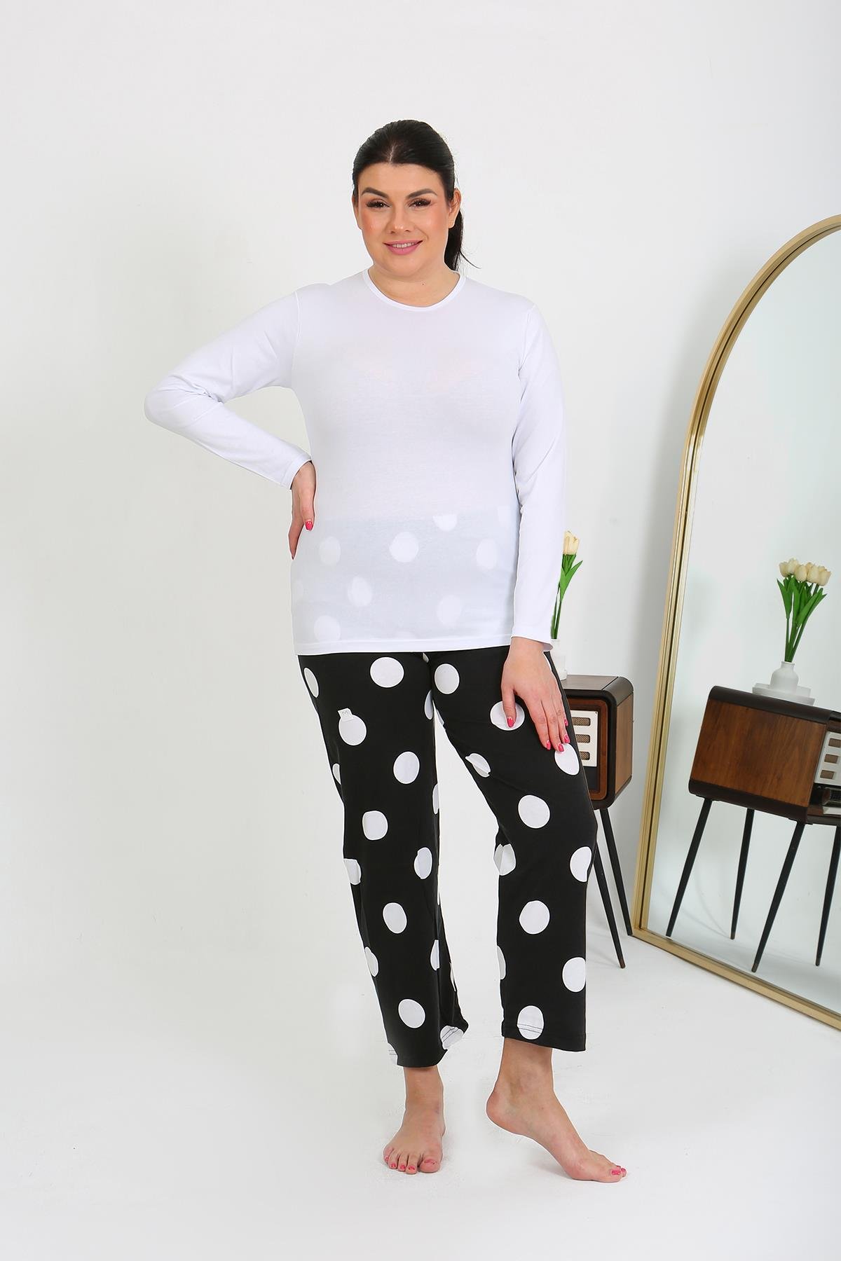 Akbeniz Kadın Büyük Beden Tek Alt Pijama Siyah 27553