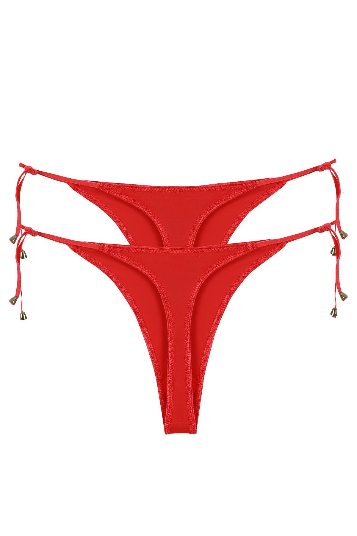 Akbeniz Kadın Kırmızı Yandan Bağlamalı 2’li Tanga Slip