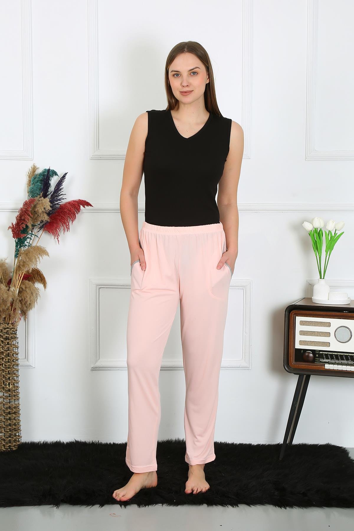 Akbeniz Kadın Pamuk Penye Cepli Tek Alt Pijama Pembe 27512