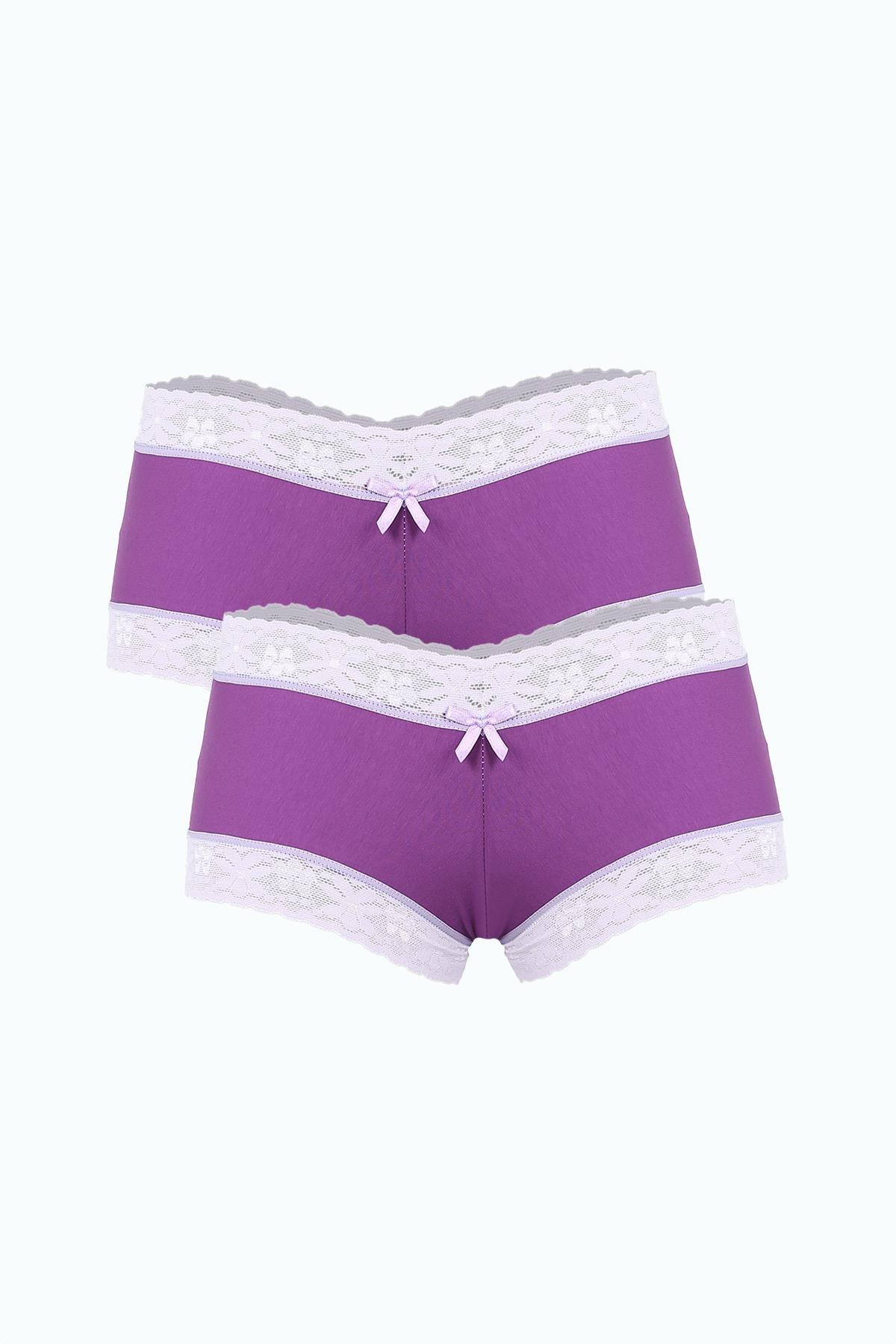 Akbeniz Kadın Pamuklu 2li Boxer Mor 40278