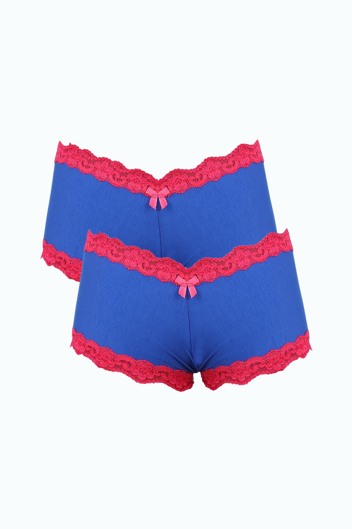 Akbeniz Kadın Pamuklu 2li Boxer Saks 40277